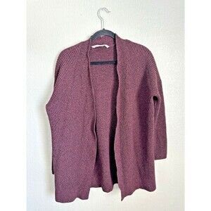 Athleta Cardigan Women's Size Medium Plum Wool Blend Open Front Long Sleeved